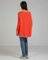 NEW | Contrast High Low Sweater | Coral | Wool Blend