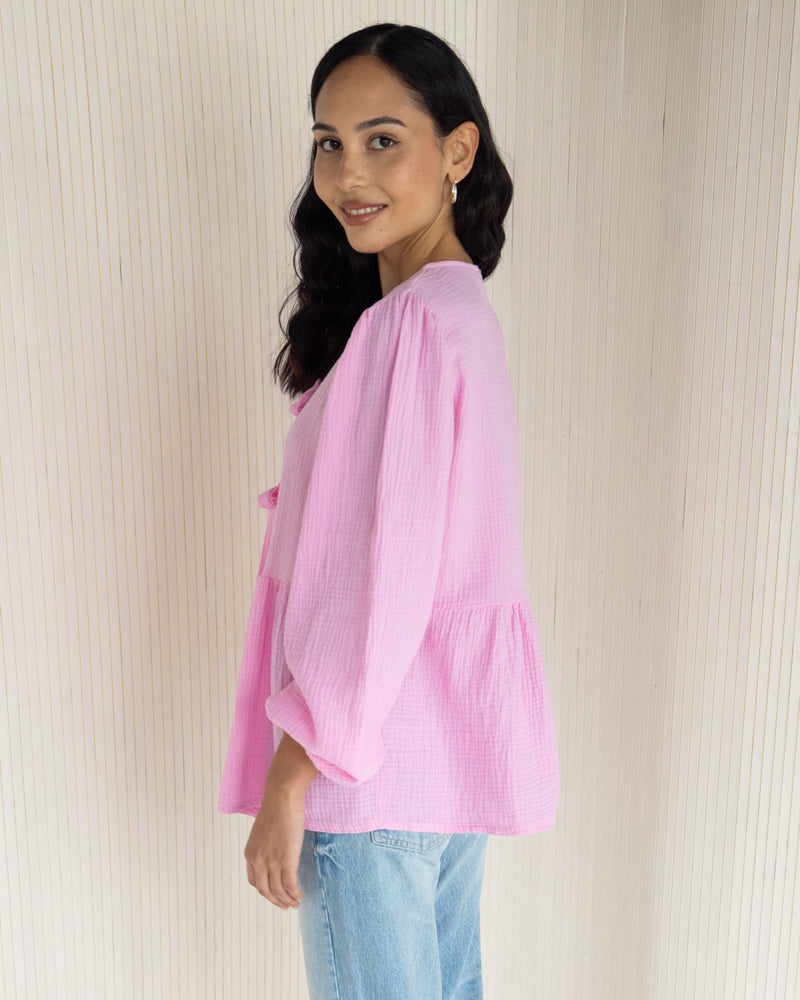 NEW | Seraphina Tie Front Shirt | Light Pink