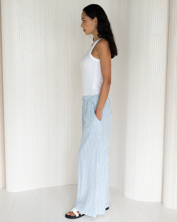 NEW | Sandie Striped Trousers | Light Blue | 100% Linen