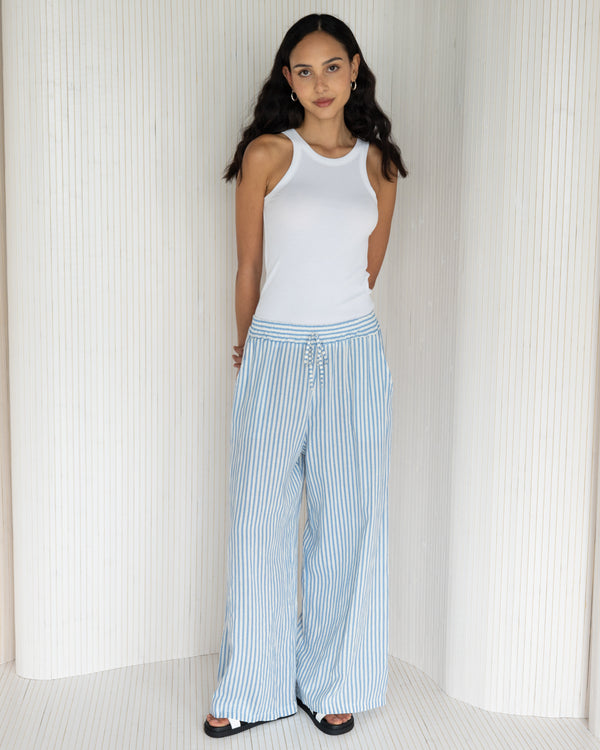 NEW | Sandie Striped Trousers | Light Blue | 100% Linen