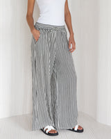 NEW | Sandie Striped Trousers | Black | 100% Linen