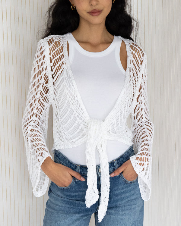 NEW | Allie Crochet Tie Top | White