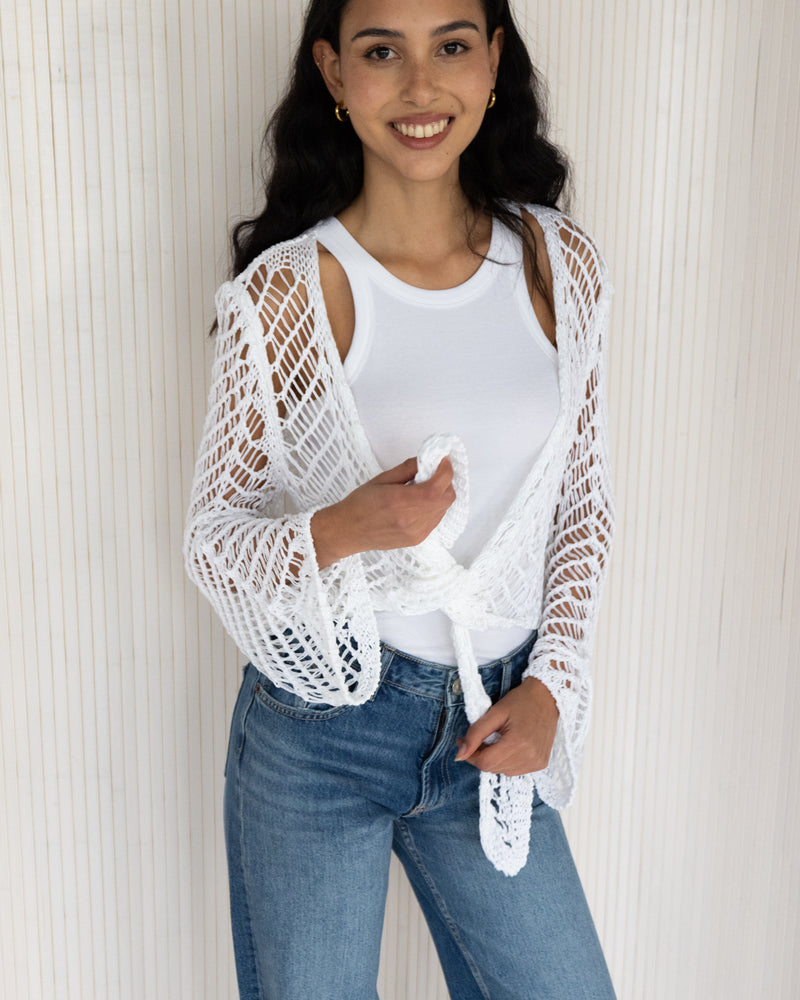 NEW | Allie Crochet Tie Top | White