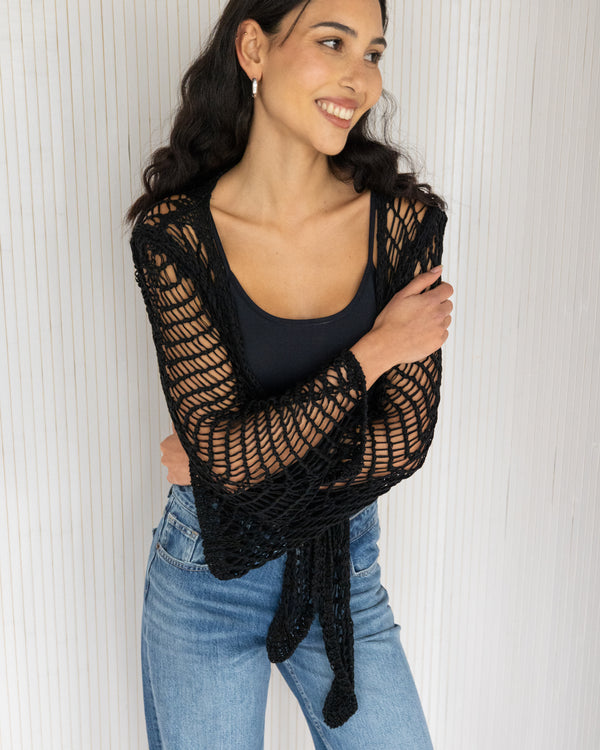 NEW | Allie Crochet Tie Top | Black