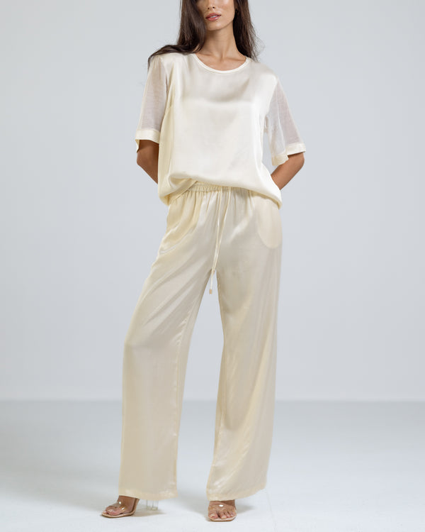 NEW | Bianca Satin Trousers | Cream