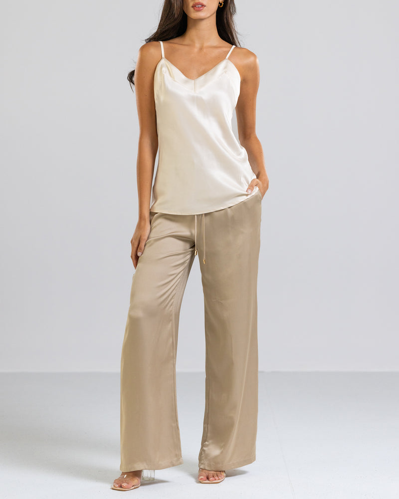 Bianca Satin Trousers Beige