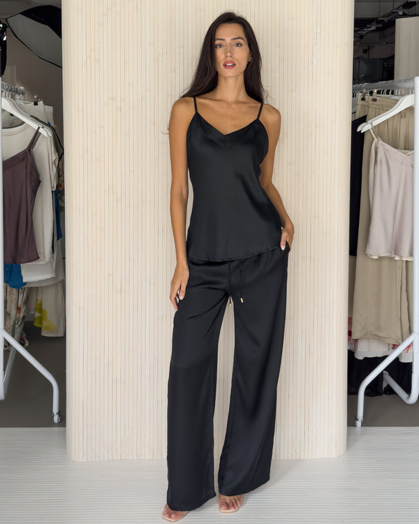 NEW | Bianca Satin Trousers | Black