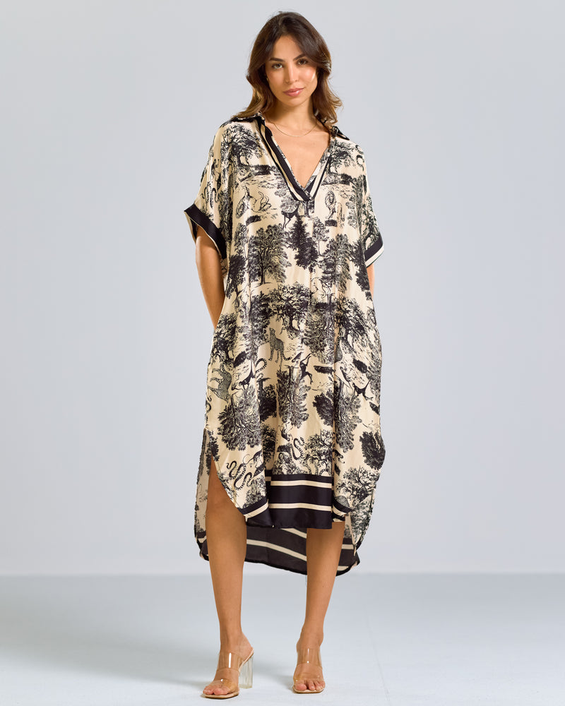 Florence Silk Kaftan Dress | Black