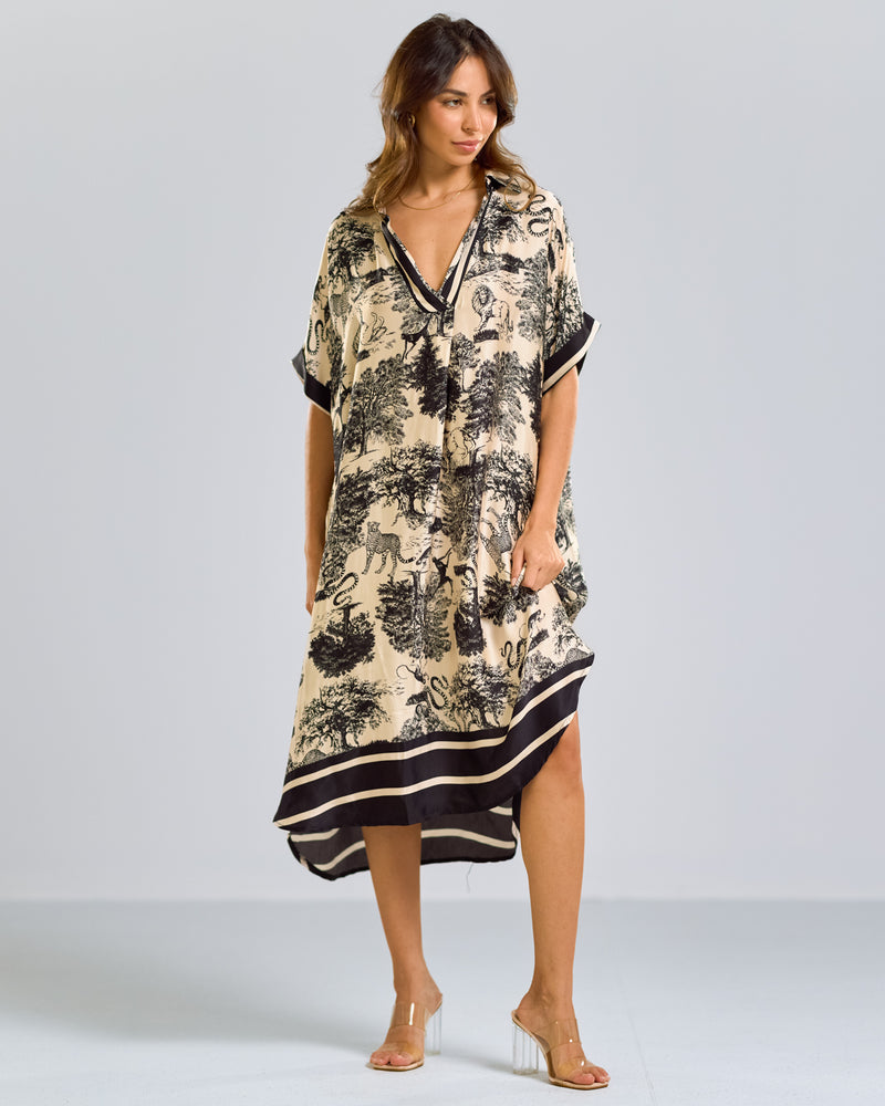 Florence Silk Kaftan Dress | Black