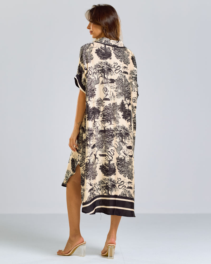 Florence Silk Kaftan Dress | Black