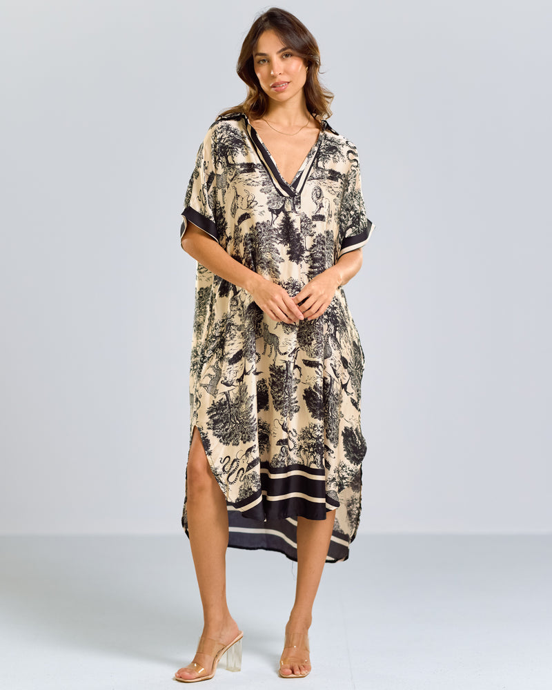 Florence Silk Kaftan Dress | Black