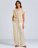 NEW | Caitlin Satin Trousers | Light Beige