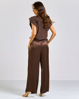 NEW | Caitlin Satin Trousers | Espresso Brown