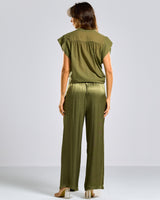 NEW | Caitlin Satin Trousers | Moss Green