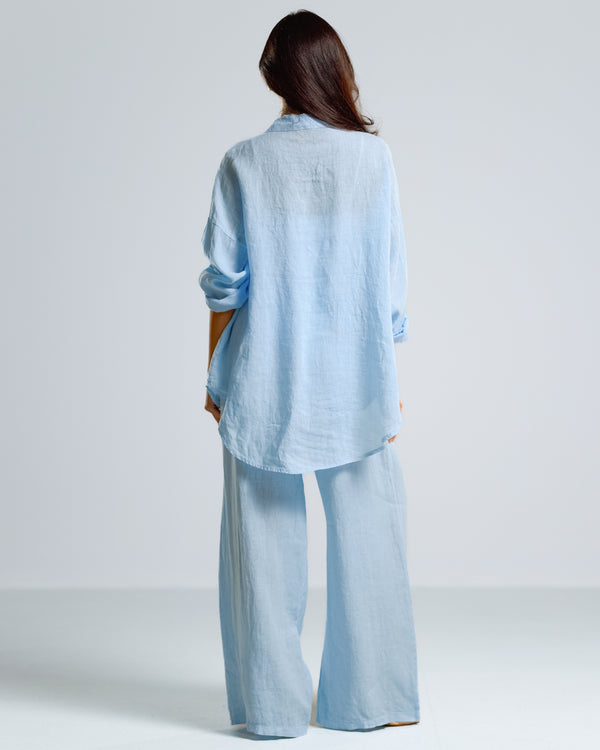 NEW | Tracey Button Up Shirt | Light Blue | 100% Linen