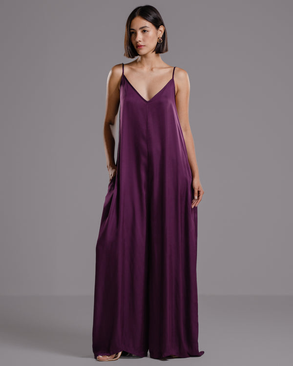 Eliza Lightweight Satin Jumpsuit | Violet