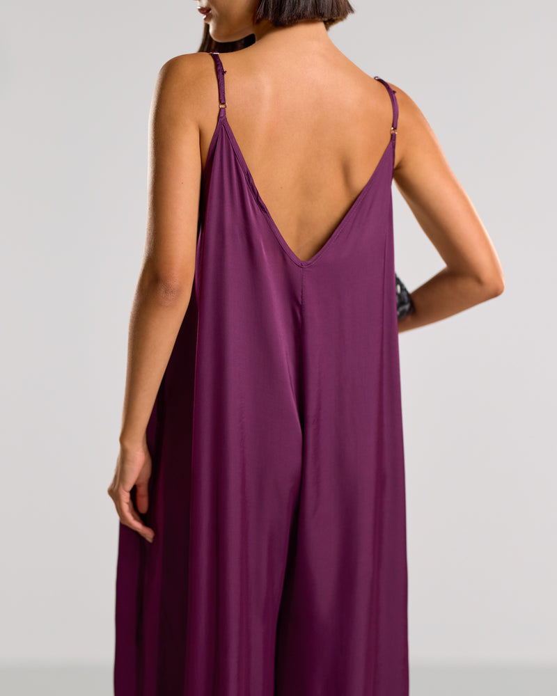 Eliza Satin Jumpsuit | Violet