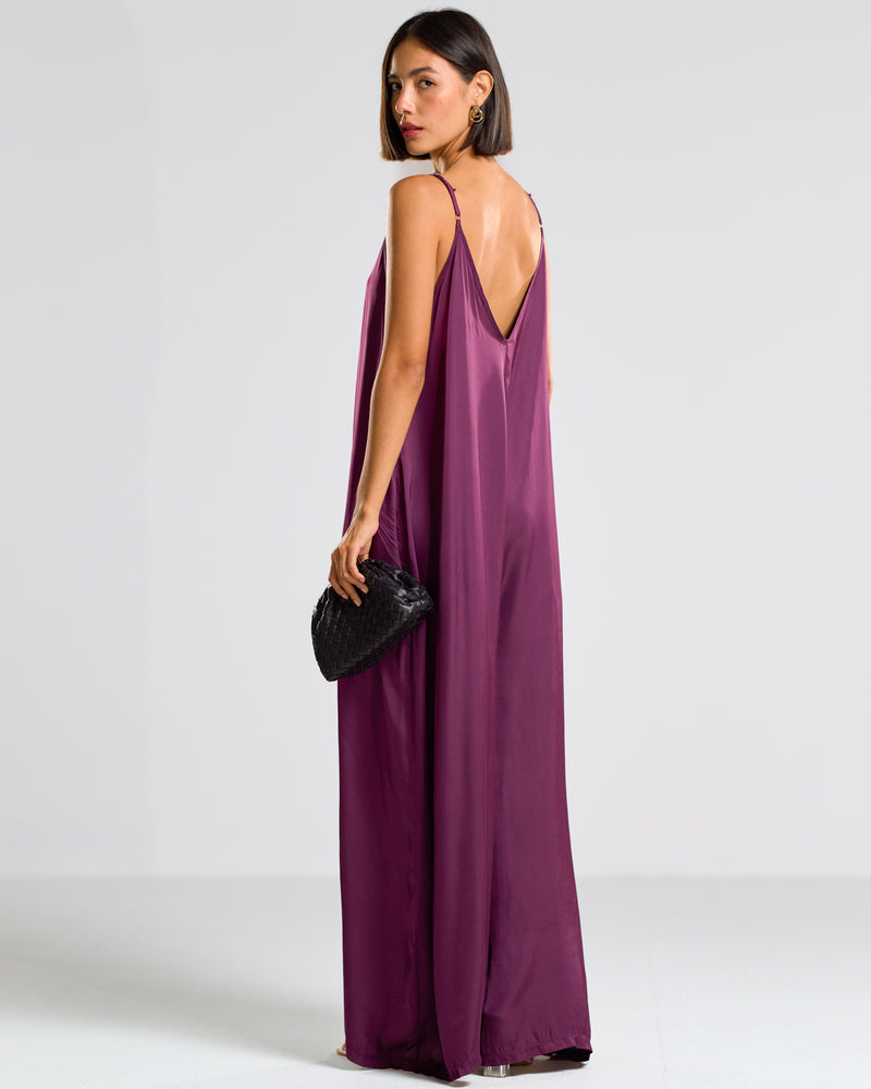 Eliza Satin Jumpsuit | Violet