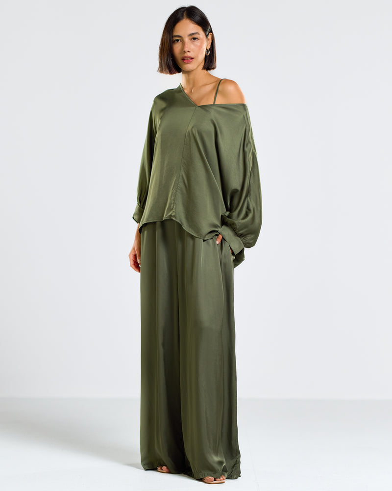 Eliza Satin Jumpsuit | Forest Green