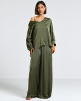 Eliza Satin Jumpsuit | Forest Green