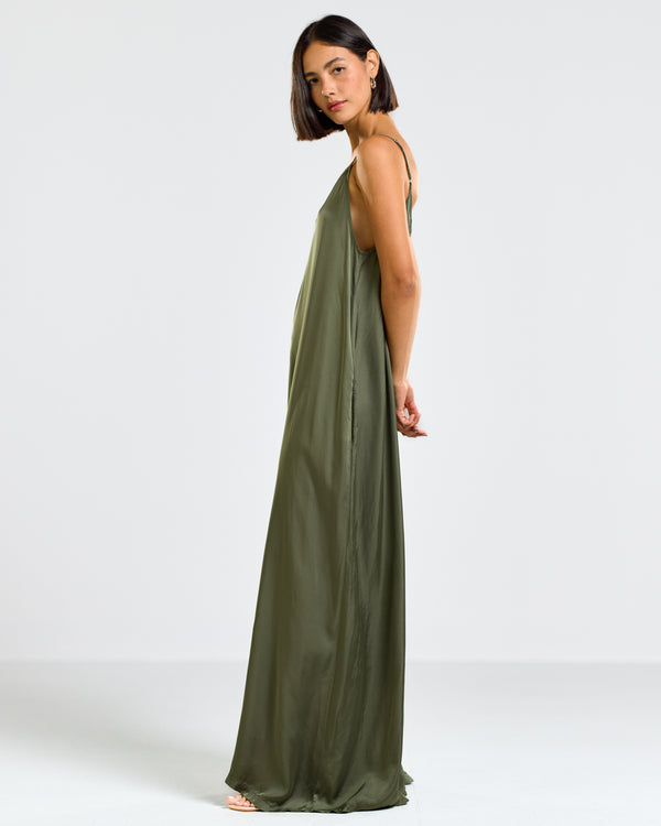 Eliza Satin Jumpsuit | Forest Green