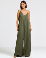 Eliza Satin Jumpsuit | Khaki