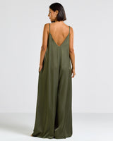 Eliza Satin Jumpsuit | Forest Green