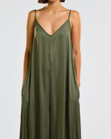 Eliza Satin Jumpsuit | Forest Green