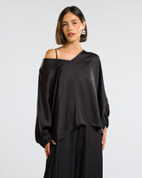 Eliza Satin Blouse | Black