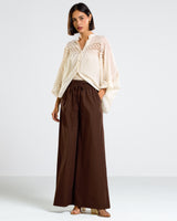 NEW | Gemma Wide Leg Trousers | Espresso Brown | 100% Cotton