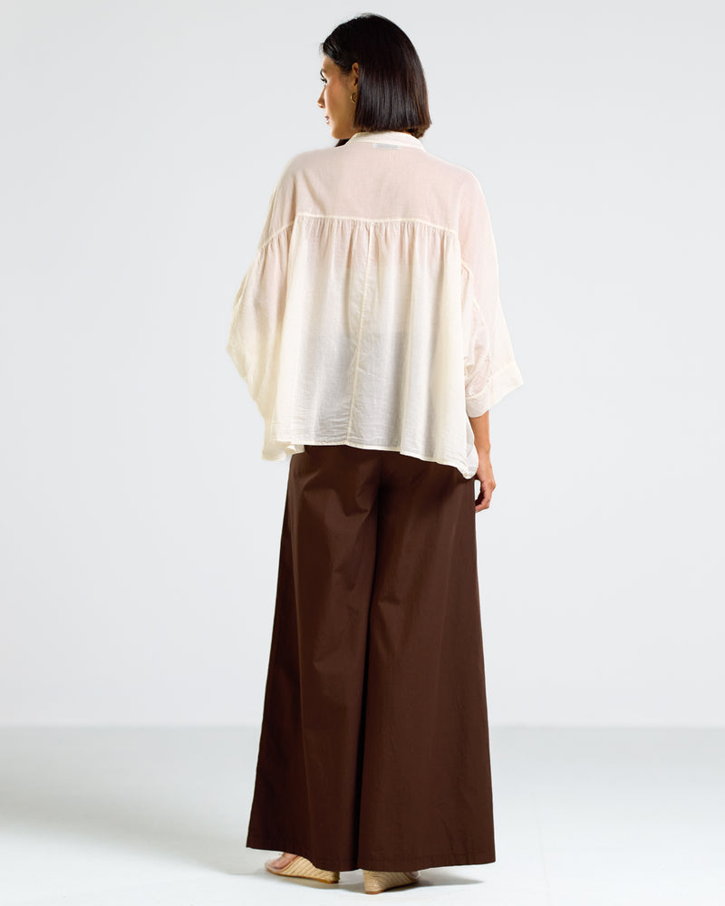 NEW | Gemma Wide Leg Trousers | Espresso Brown | 100% Cotton