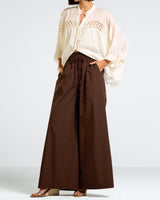 NEW | Gemma Wide Leg Trousers | Espresso Brown | 100% Cotton