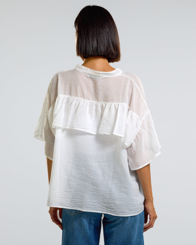 NEW | Gemma Frill Blouse | Ivory | 100% Cotton