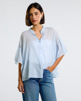 NEW | Gemma Frill Blouse | Light Blue | 100% Cotton