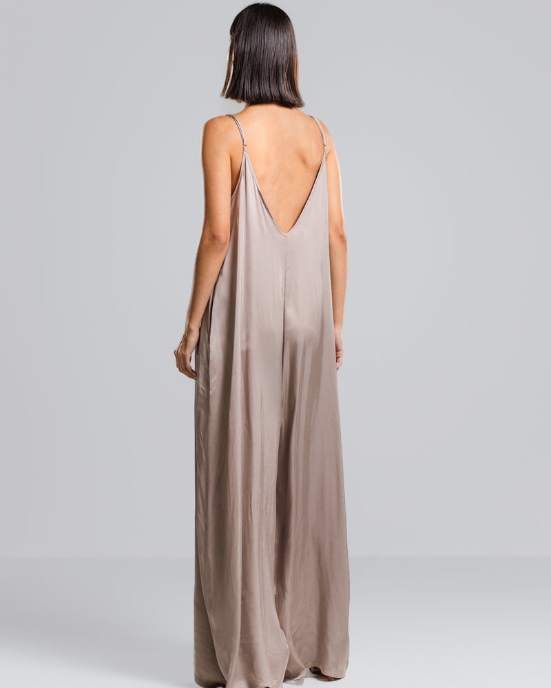 PRE-ORDER | Eliza Satin Jumpsuit | Mocha