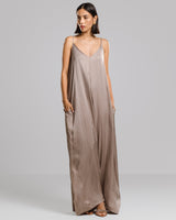 PRE-ORDER | Eliza Satin Jumpsuit | Mocha