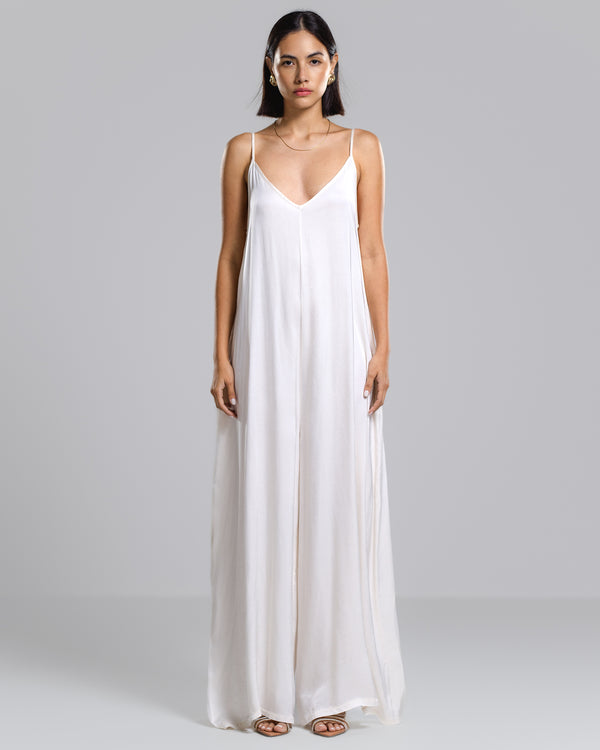 Eliza Satin Jumpsuit | Ivory