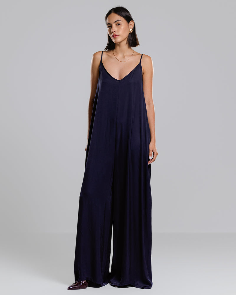 Eliza Satin Jumpsuit | Navy