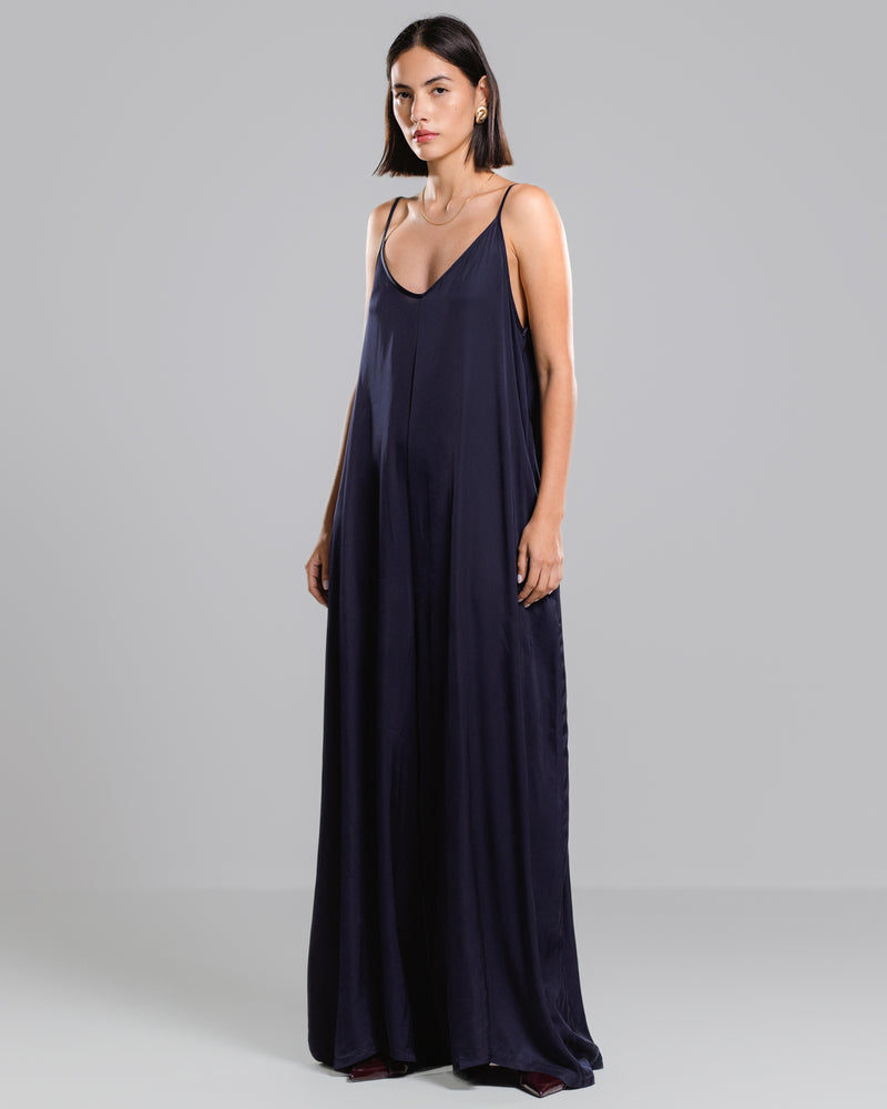 Eliza Satin Jumpsuit | Navy