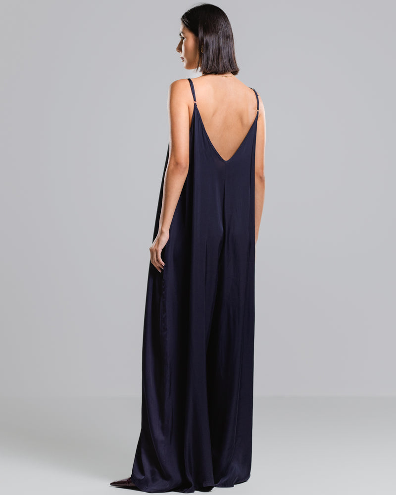 Eliza Satin Jumpsuit | Navy