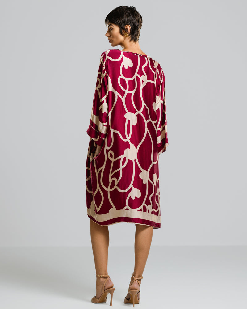 Jasmine Throw On Satin Dress | Burgundy