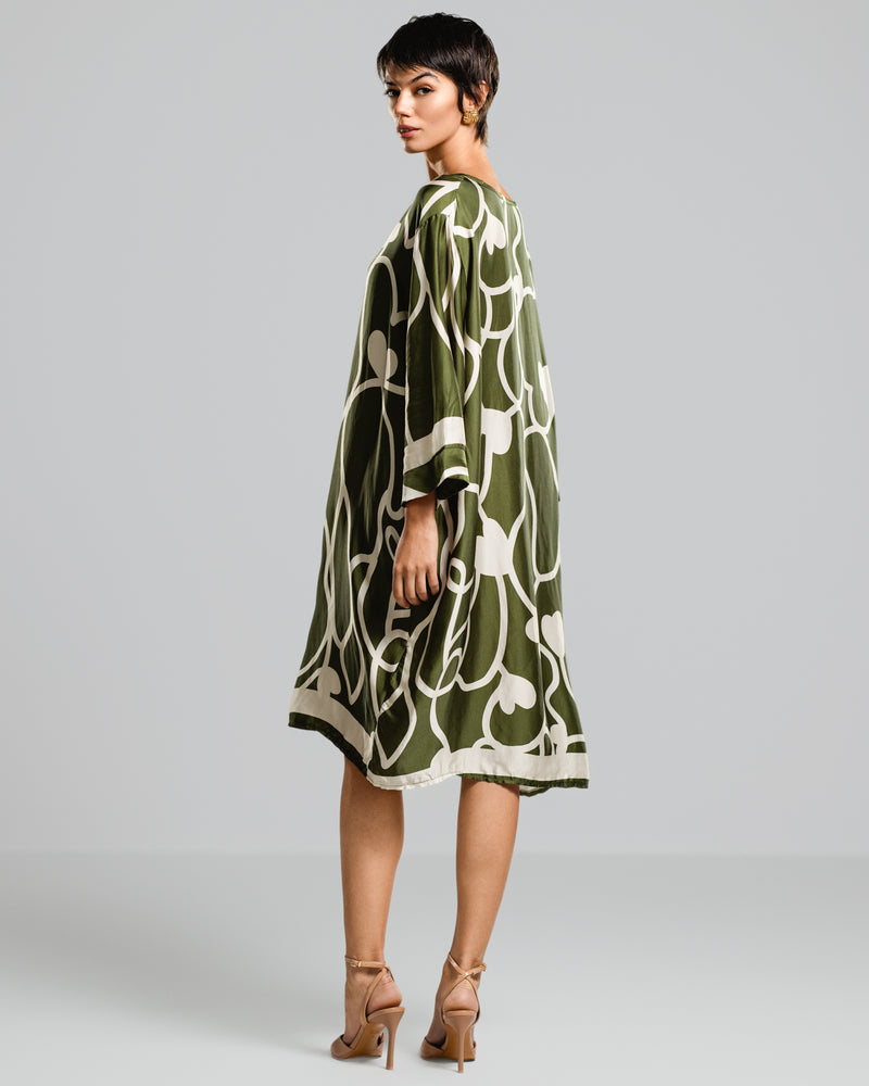 Jasmine Throw On Satin Dress | Khaki