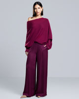 Cole Satin Trousers | Burgundy