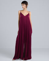 Eliza Satin Jumpsuit | Burgundy