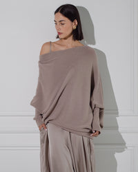 Asymmetric Draped | Mocha | Seamless Knit