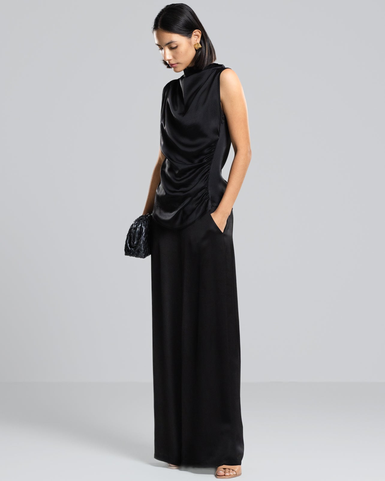 Cole Satin Trousers | Khaki main image 0