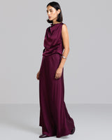 Camilla Bias Satin Skirt | Burgundy