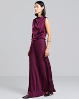 Camilla Bias Satin Skirt | Burgundy