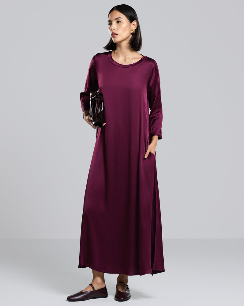 Dahlia Satin Dress | Burgundy