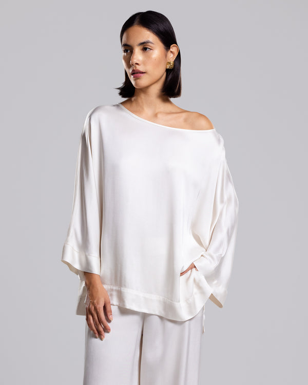 Aurelie Satin Top | Ivory